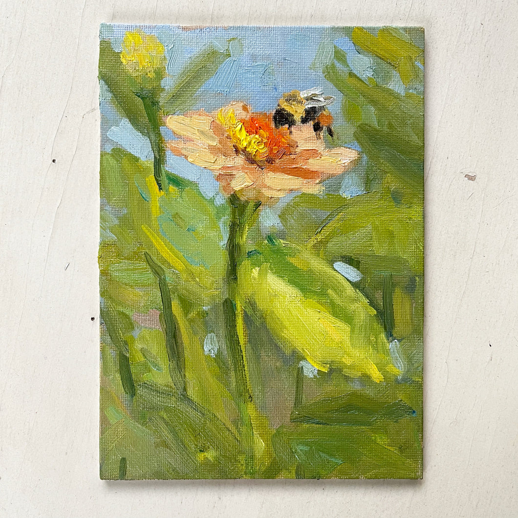 No. 18 Zinnias & Bee